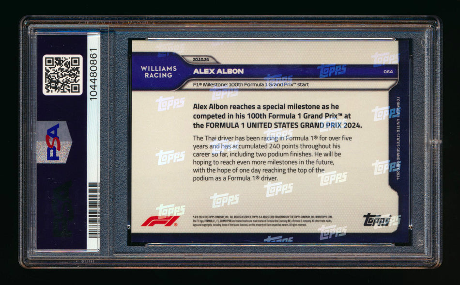 2024 Topps Now F1 #64 Alexander Albon Gold Parallel #1/1 PSA 9 - POP 1!