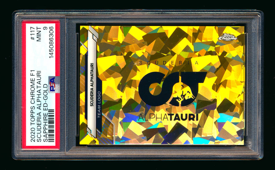 2020 Topps Chrome Sapphire F1 #117 Scuderia AlphaTauri Team Logo RC Gold Refractor #23/50 PSA 9