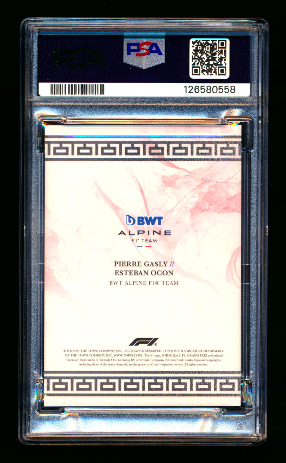 2023 Topps Eccellenza F1 La Squadra BWT Alpine Pierre Gasly/Esteban Ocon Red Parallel #01/10 PSA 9 (First #!)