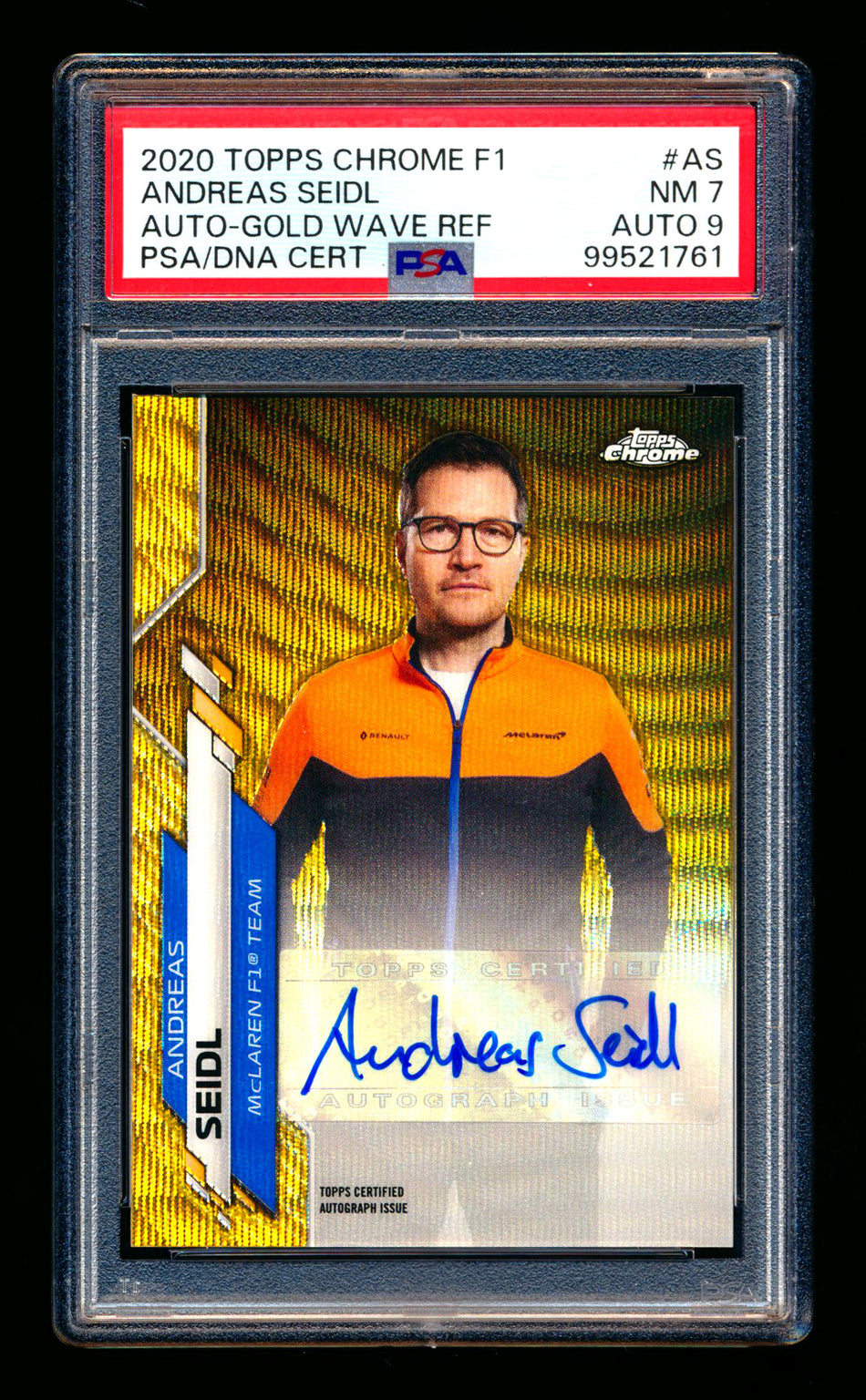 2020 Topps Chrome F1 #F1A-AS Andreas Seidl RC Gold Wave Refractor Autograph #01/50 PSA 7 DNA 9 (First #!) ** (SOLD - $249.00 - 11/1/2025) **