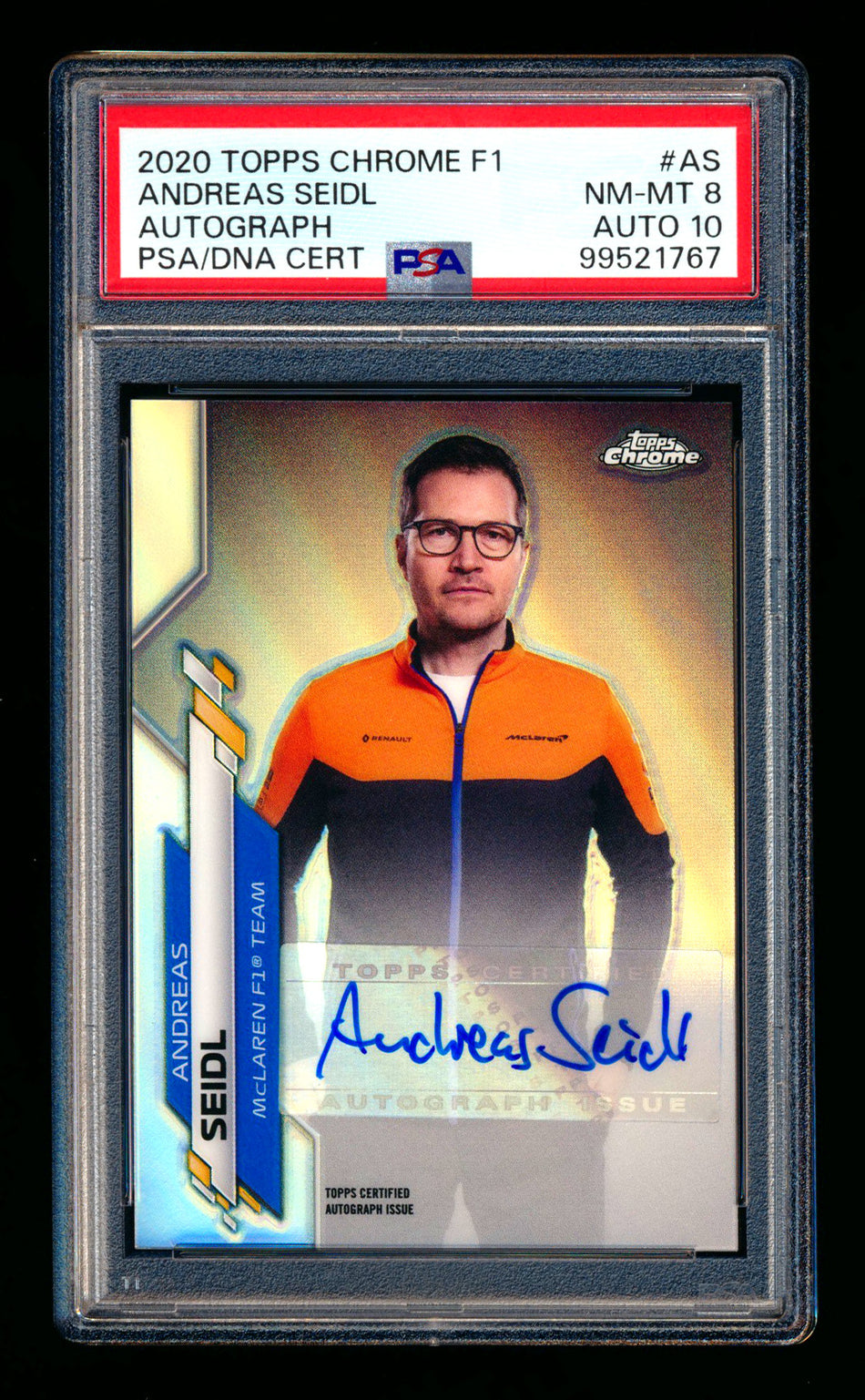 2020 Topps Chrome F1 #F1A-AS Andreas Seidl RC Refractor Autograph #57/90 PSA 8 DNA 10