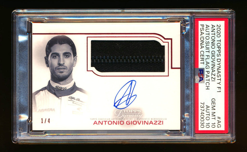 2020 Topps Dynasty F1 #AFP-AG Antonio Giovinazzi ROOKIE Zipper Patch Autograph #1/4 PSA 10 DNA 10 Gem Mint ** (SOLD - $795.00 - 10/23/2024) **