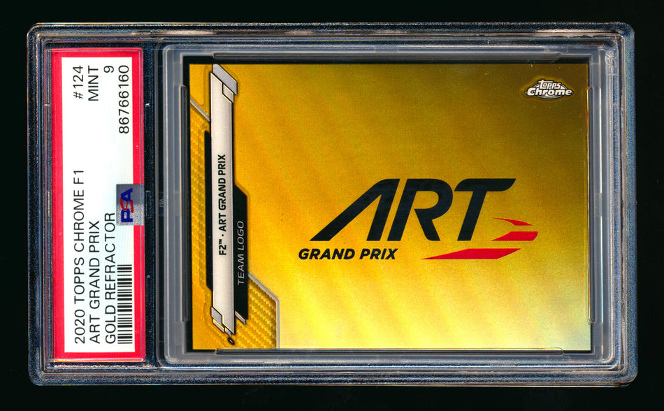 2020 Topps Chrome F1 #124 Art Grand Prix Team Logo RC Gold Refractor #28/50 PSA 9