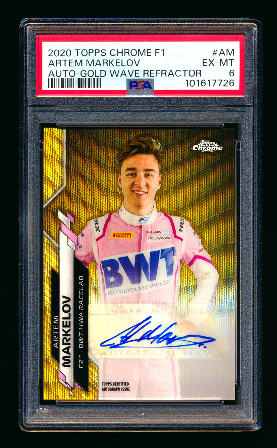 2020 Topps Chrome F1 #F1A-AM Artem Markelov RC Gold Wave Refractor Autograph #33/50 PSA 6