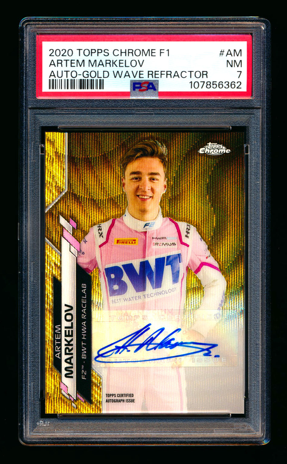 2020 Topps Chrome F1 #F1A-AM Artem Markelov RC Gold Wave Refractor Autograph #21/50 PSA 7 ** (SOLD - $59.00 - 11/1/2025) **