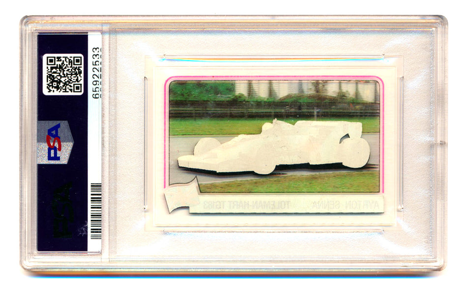 1984 Panini F1 Grand Prix Ayrton Senna RC  Scratch N' Play Car PSA 4