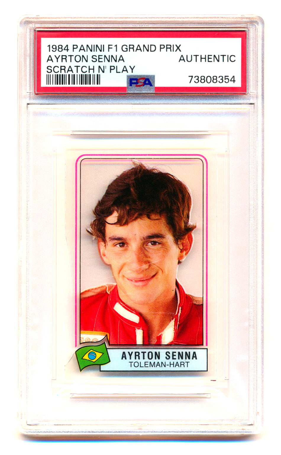 1984 Panini F1 Grand Prix Ayrton Senna RC Scratch N' Play PSA Authentic ** (SOLD eBay - $595.00 - 1/28/2026) **
