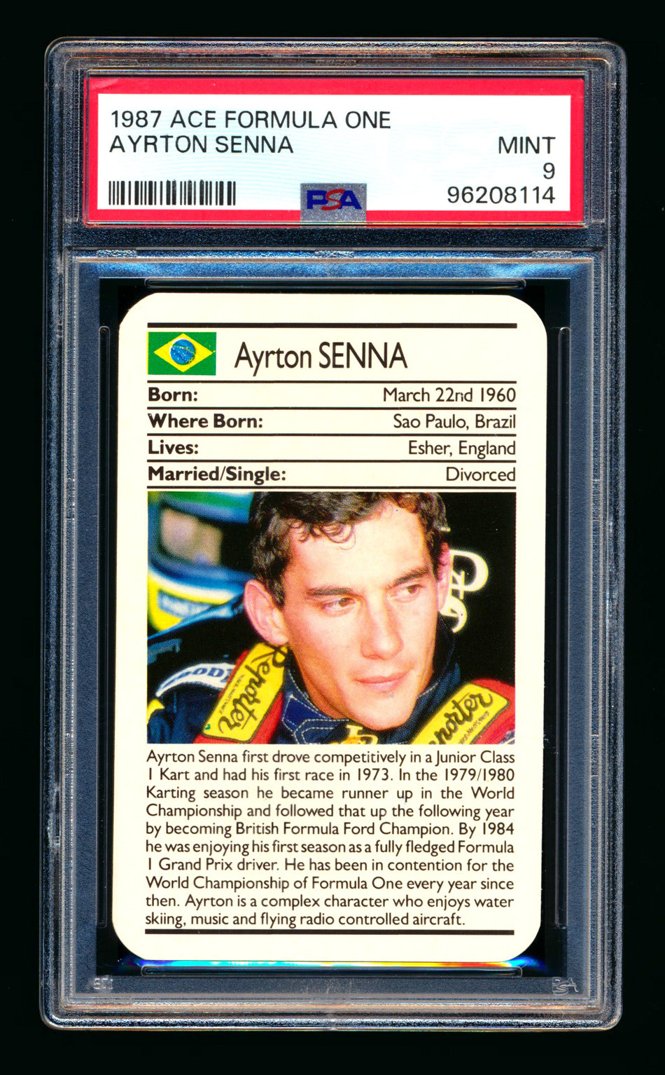 1987 Ace F1 Ayrton Senna RC PSA 9