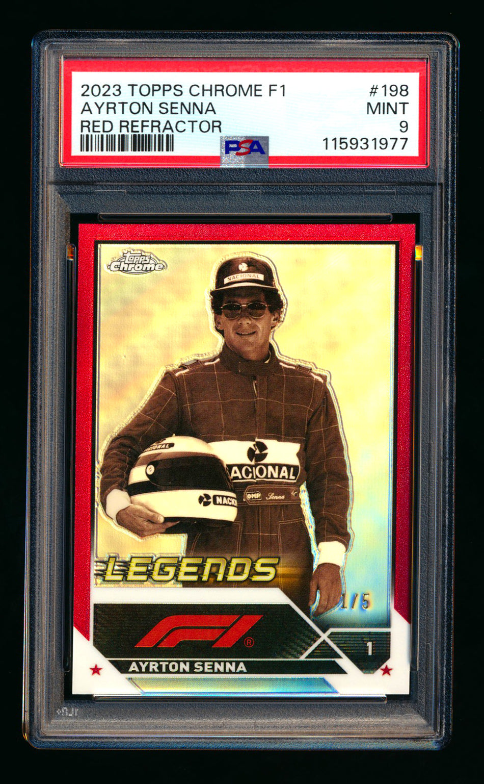 2023 Topps Chrome F1 #198 Ayrton Senna 1ST Year Red Refractor #1/5 PSA 9 (First #!) ** (SOLD eBay - $1,100.00 - 12/10/2025) **