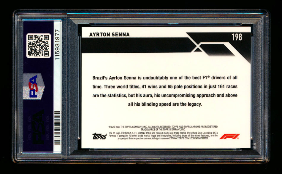 2023 Topps Chrome F1 #198 Ayrton Senna 1ST Year Red Refractor #1/5 PSA 9 (First #!) ** (SOLD eBay - $1,100.00 - 12/10/2025) **