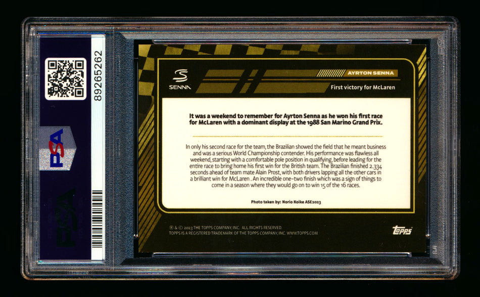 2023 Topps Now F1 The Story of Senna #16 Ayrton Senna Gold #1/1 PSA 9