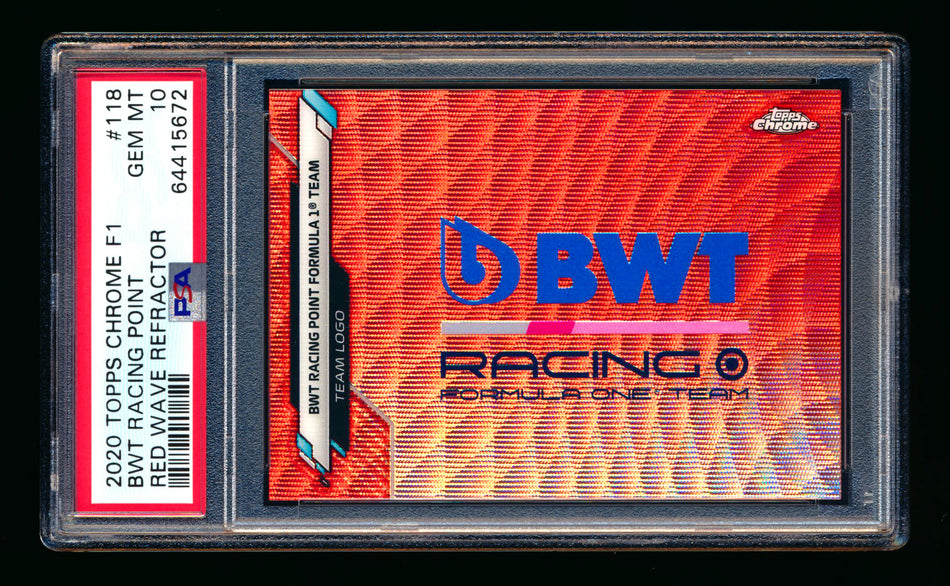 2020 Topps Chrome F1 #118 BWT Racing Point Team Logo RC Red Wave Refractor #4/5 PSA 10 - POP 1! ** (SOLD - $5500.00 - 1/21/2025) **