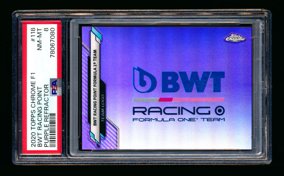2020 Topps Chrome F1 #118 BWT Racing Point Team Logo RC Purple Refractor #318/399 PSA 8 ** (SOLD - $19.00 - 12/19/2024) **