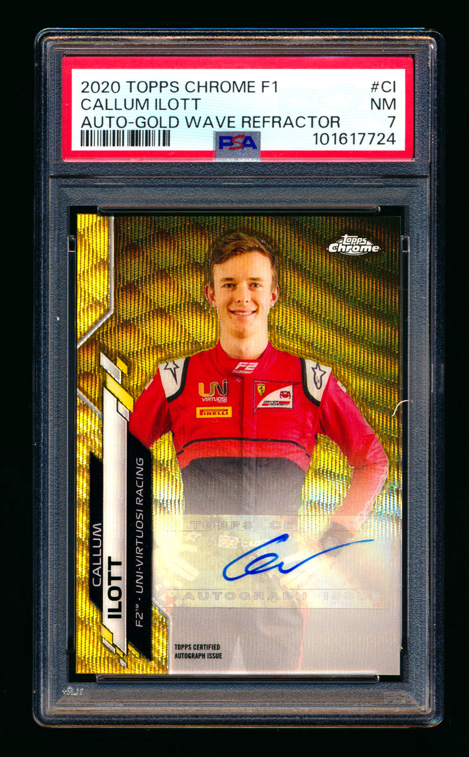 2020 Topps Chrome F1 #F1A-CI Callum Ilott RC Gold Wave Refractor Autograph #03/50 PSA 7 ** (SOLD - $49.00 - 11/1/2025) **