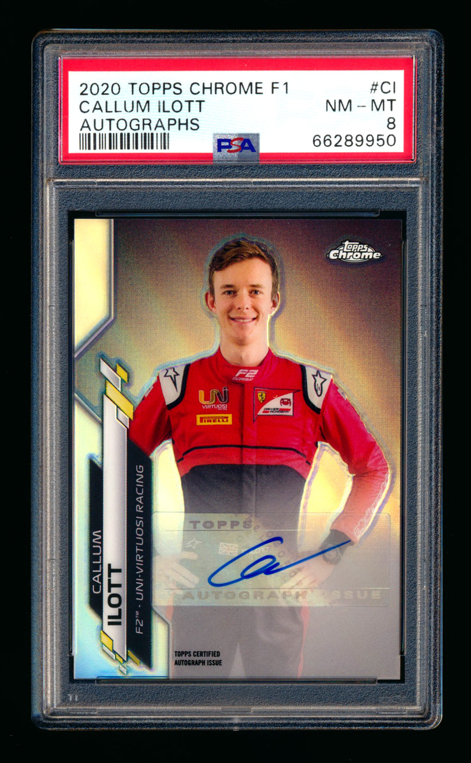 2020 Topps Chrome F1 #F1A-CI Callum Ilott RC Refractor Autograph #141/566 PSA 8