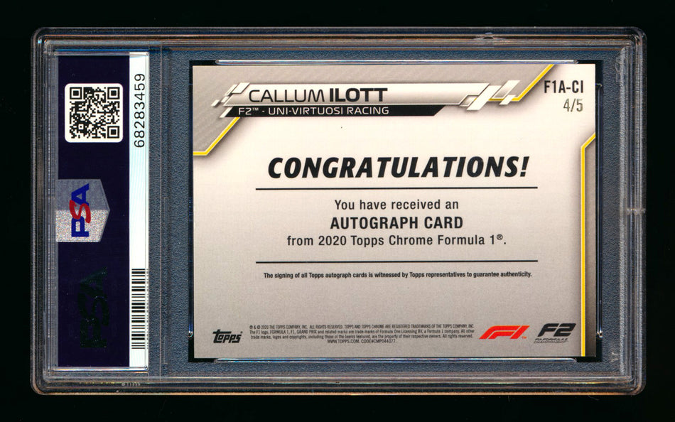 2020 Topps Chrome F1 #F1A-CI Callum Ilott RC Red Refractor Autograph #4/5 PSA 8 ** (SOLD - $1,700.00 - 10/15/2025) **