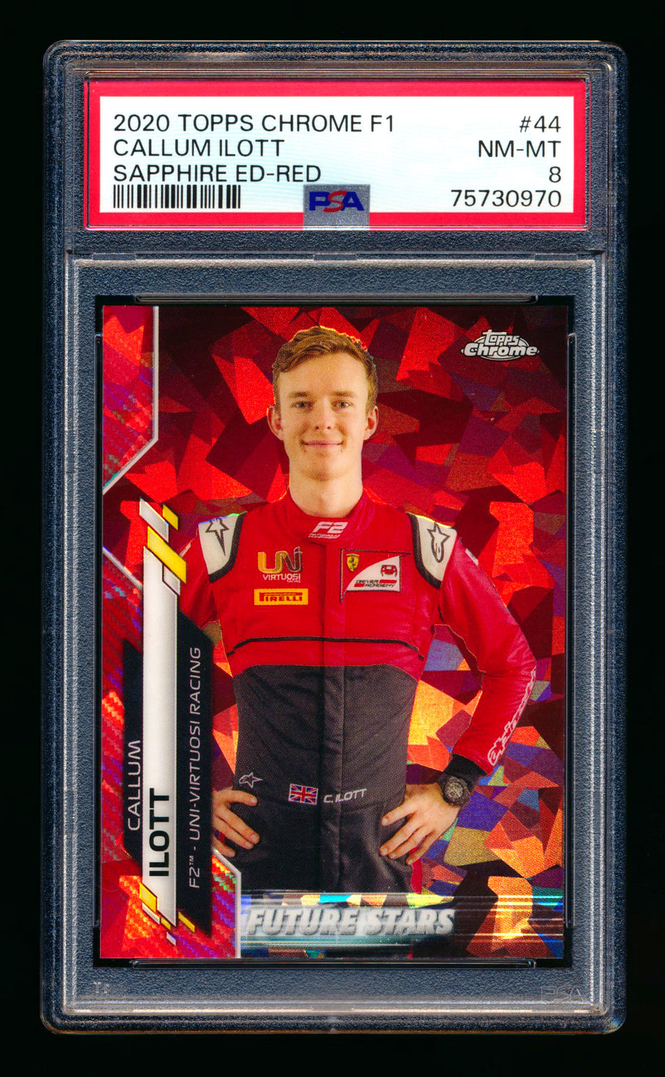 2020 Topps Chrome Sapphire F1 #44 Callum Ilott RC Red Refractor #4/5 PSA 8