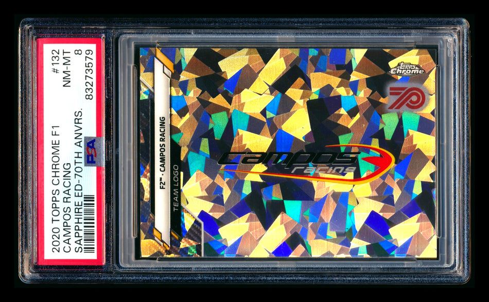 2020 Topps Chrome Sapphire F1 #132 Campos Racing Team Logo RC 70th Anniversary Silver Refractor #64/70 PSA 8
