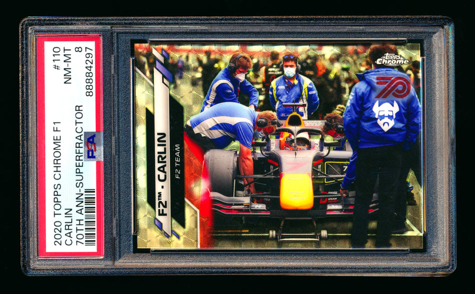 2020 Topps Chrome F1 #110 Carlin RC 70th Anniversary Superfractor PSA 8
