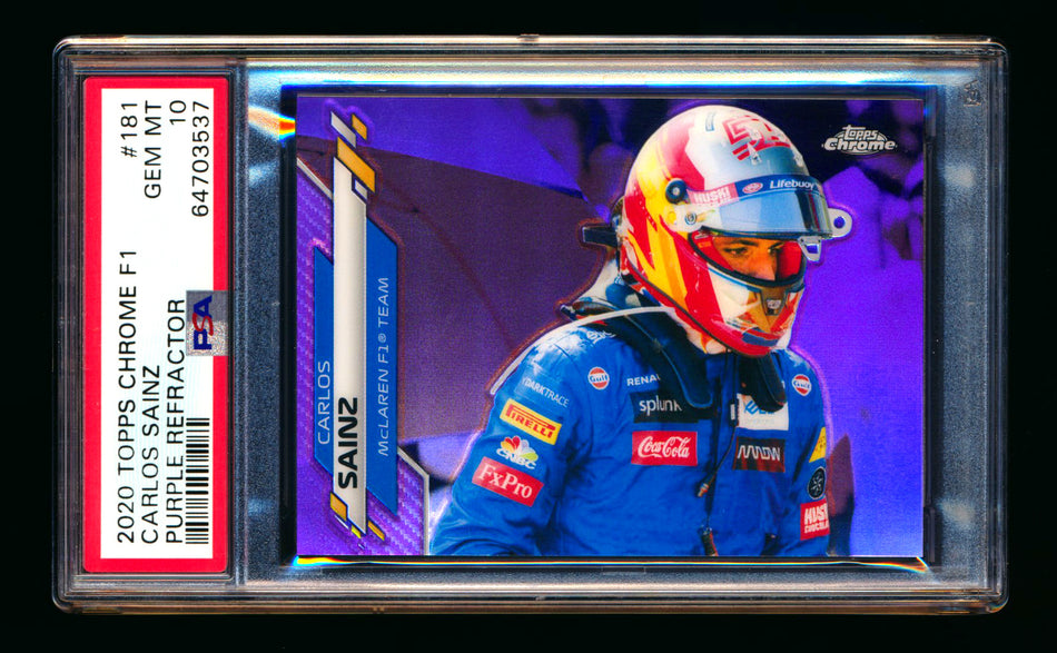 2020 Topps Chrome F1 #181 Carlos Sainz RC Purple Refractor #280/399 PSA 10