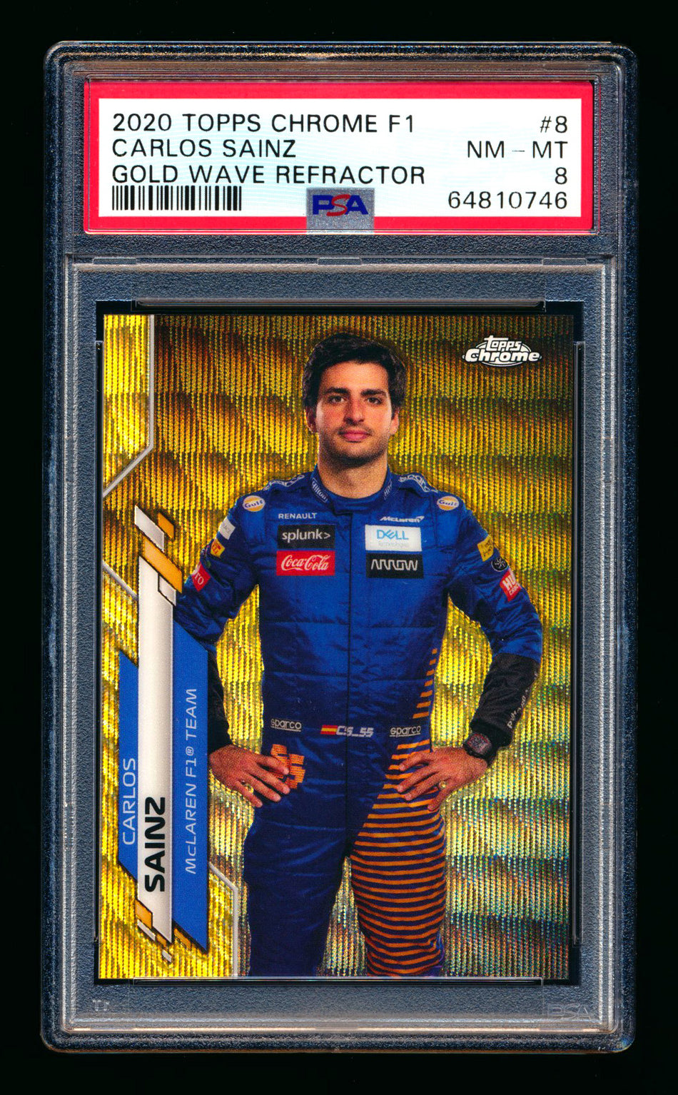 2020 Topps Chrome F1 #8 Carlos Sainz RC Gold Wave Refractor Portrait #23/50 PSA 8 ** (SOLD eBay - $249.00 - 10/2/2025) **