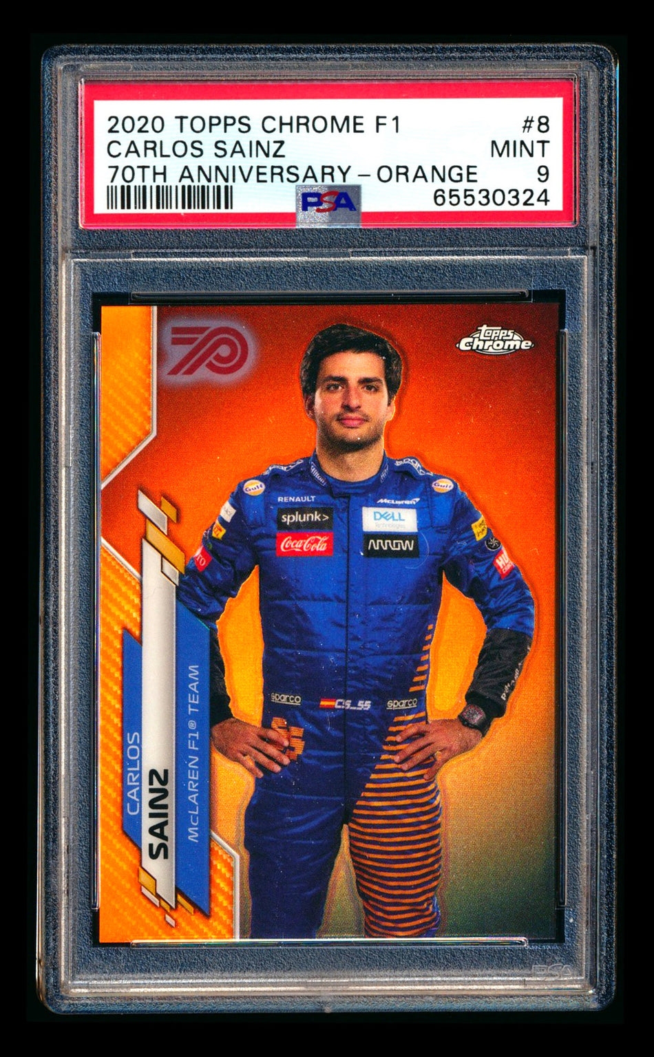 2020 Topps Chrome F1 #8 Carlos Sainz RC 70th Anniversary Orange Refractor Portrait PSA 9 ** (SOLD eBay - $195.00 - 6/14/2026) **