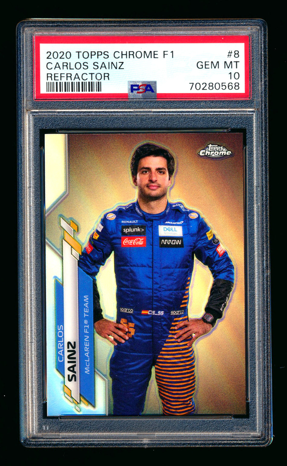 2020 Topps Chrome F1 #8 Carlos Sainz RC Refractor Portrait PSA 10