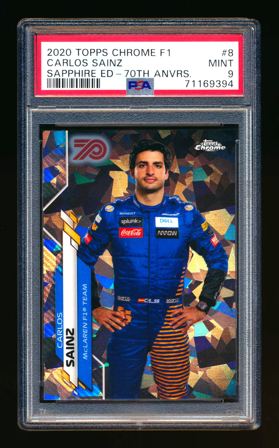 2020 Topps Chrome Sapphire F1 #8 Carlos Sainz RC 70th Silver Refractor Portrait #06/70 PSA 9 ** (SOLD - $149.00 - 10/28/2024) **