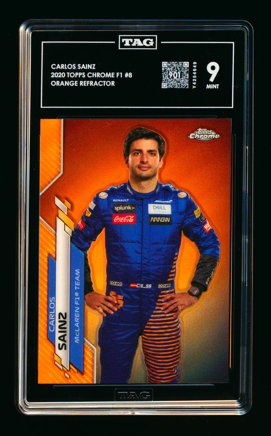 2020 Topps Chrome F1 #8 Carlos Sainz RC Orange Refractor Portrait #03/25 TAG 9 (Ultimate Wishlist - Wish Granted!) ** (SOLD - $350.00 - 11/20/2024) **