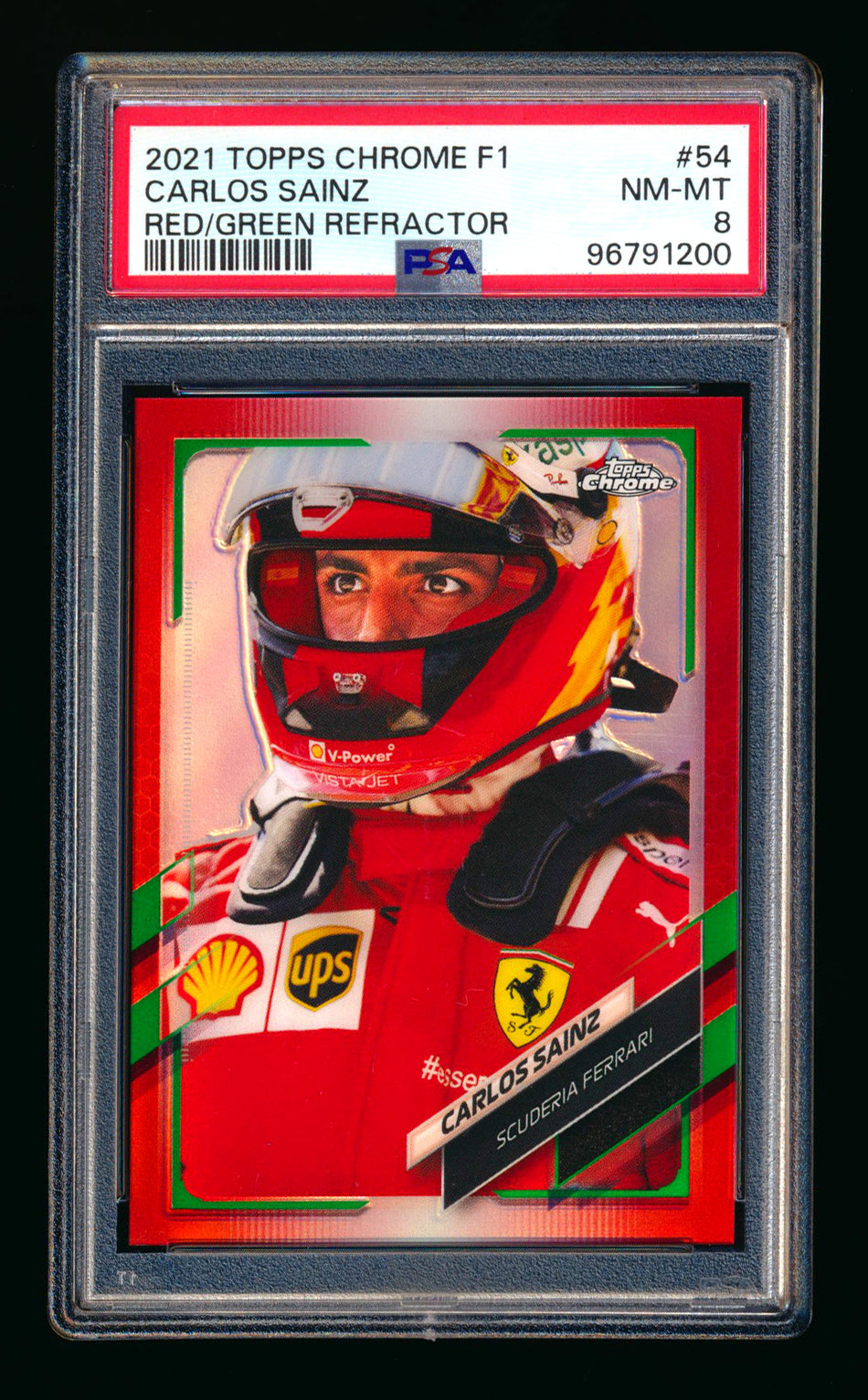 2021 Topps Chrome F1 #54 Carlos Sainz Red/Green Refractor PSA 8