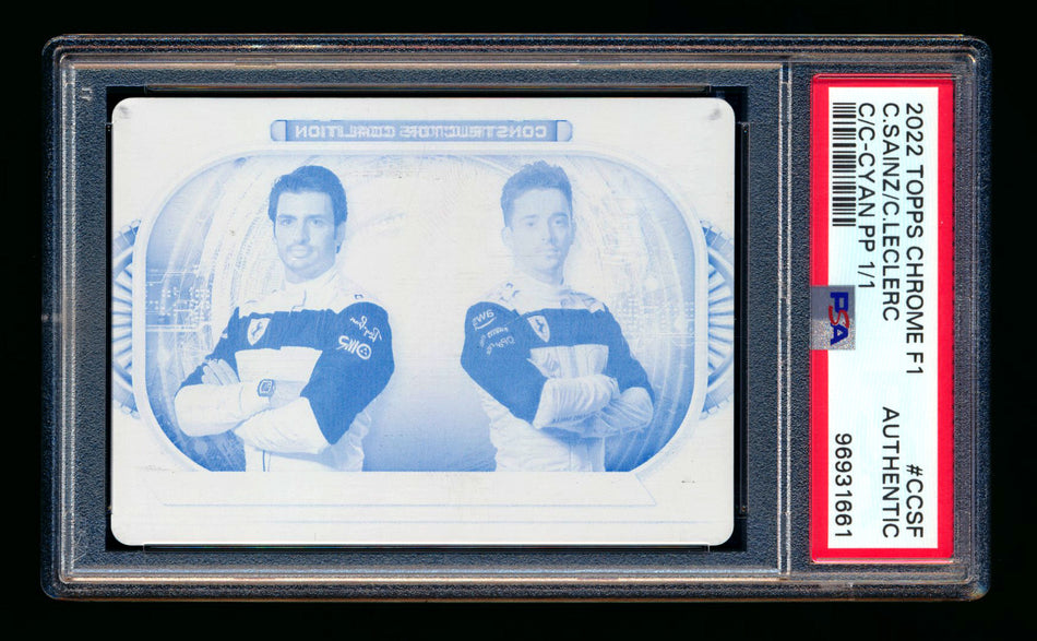 2022 Topps Chrome F1 Constructor Coalition #CC-SF Charles Leclerc/Carlos Sainz Cyan Printing Plate #1/1 PSA Authentic - POP 1! ** (SOLD - $250.00 - 1/8/2025) **