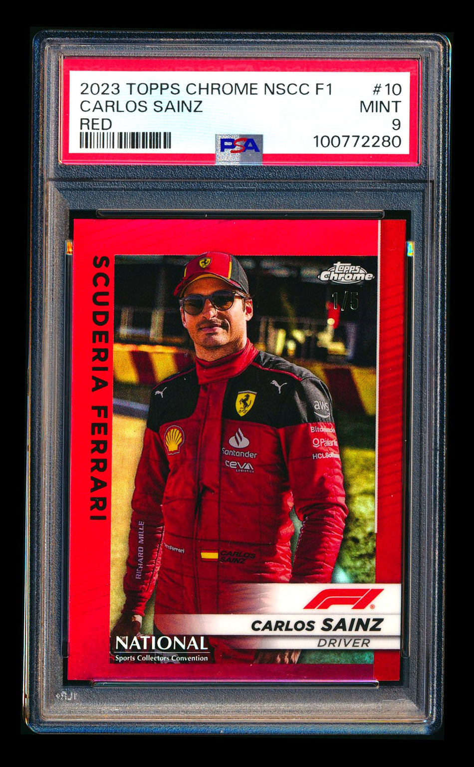 2023 Topps Chrome NSCC F1 #F1-10 Carlos Sainz Red Refractor #1/5 PSA 9 (First #!)