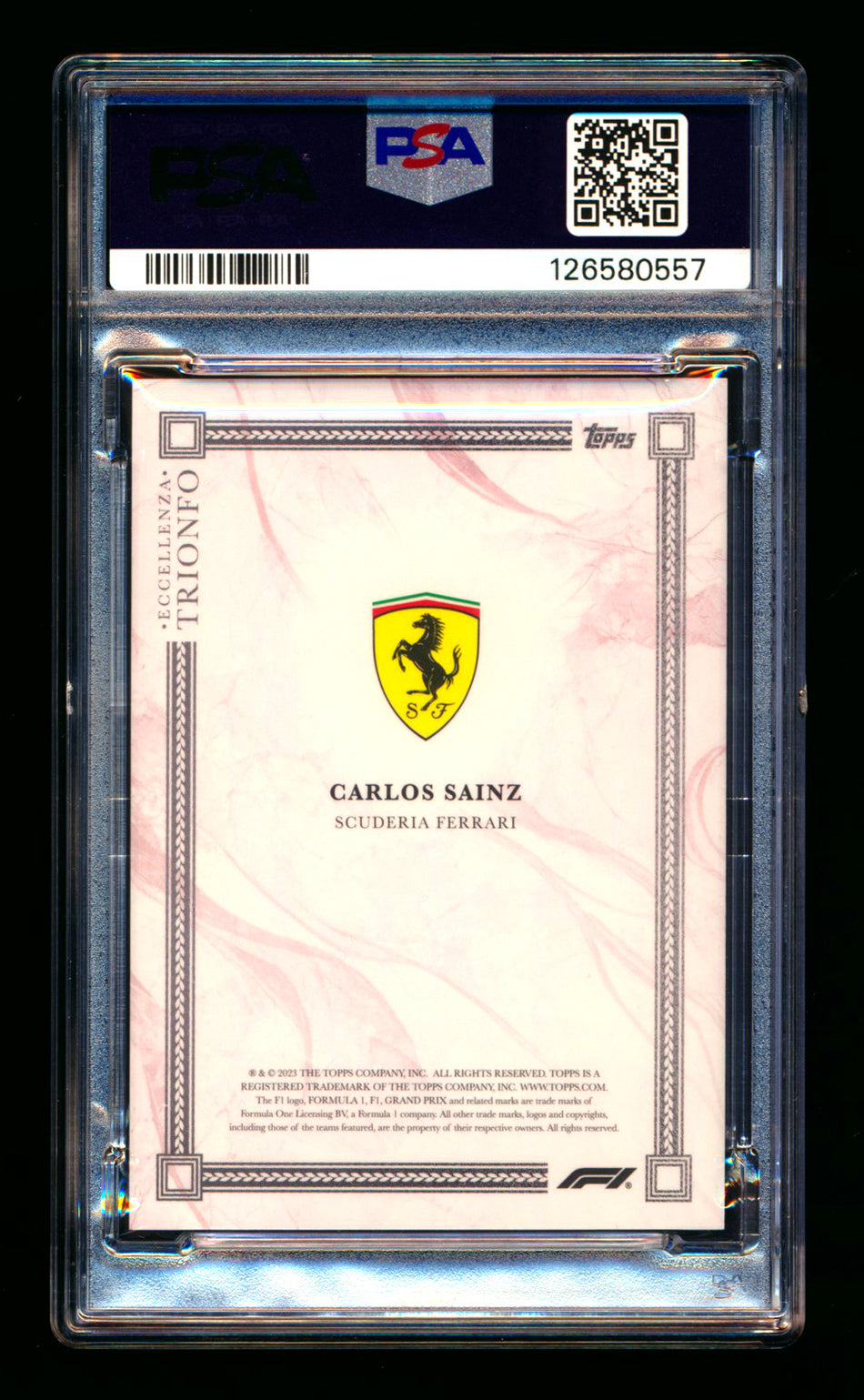 2023 Topps Eccellenza F1 Trionfo Carlos Sainz Red Parallel #03/10 PSA 10 ** (SOLD - $355.50 - 5/6/2026) **