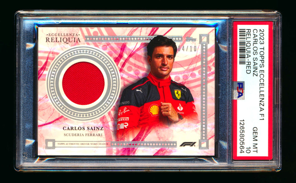 2023 Topps Eccellenza F1 Reliquia Carlos Sainz Red Parallel Patch #04/10 PSA 10
