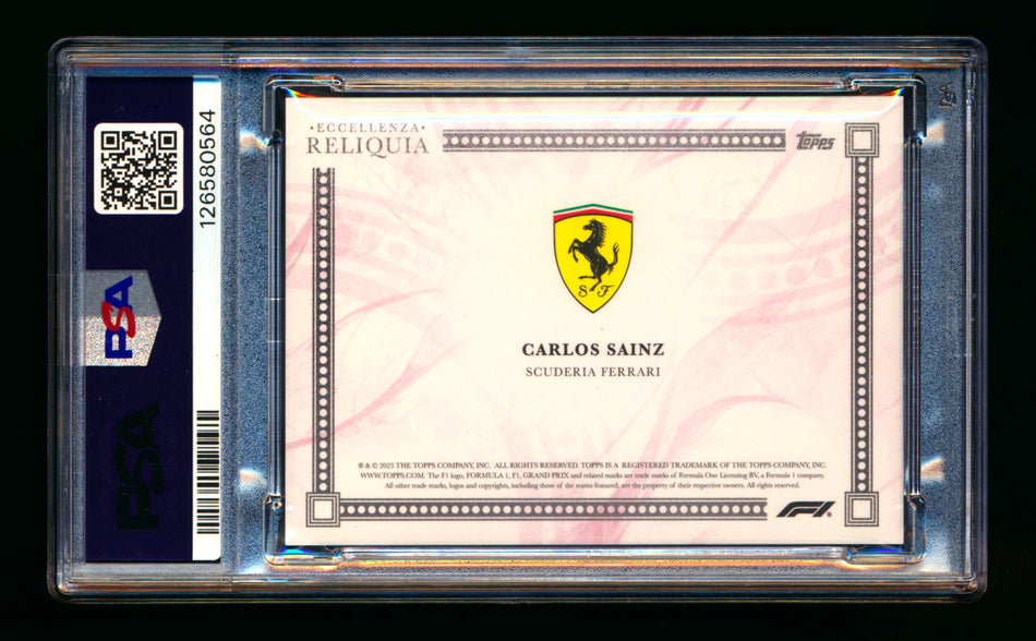 2023 Topps Eccellenza F1 Reliquia Carlos Sainz Red Parallel Patch #04/10 PSA 10