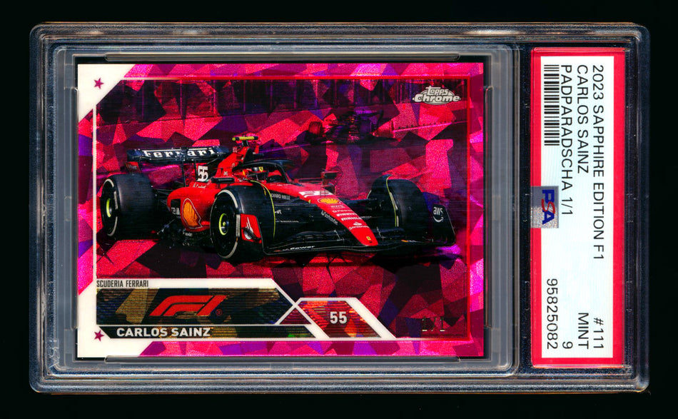 2023 Topps Chrome Sapphire F1 #111 Carlos Sainz Padparadscha Refractor #1/1 PSA 9 ** (SOLD - $700.00 - 12/7/2024) **