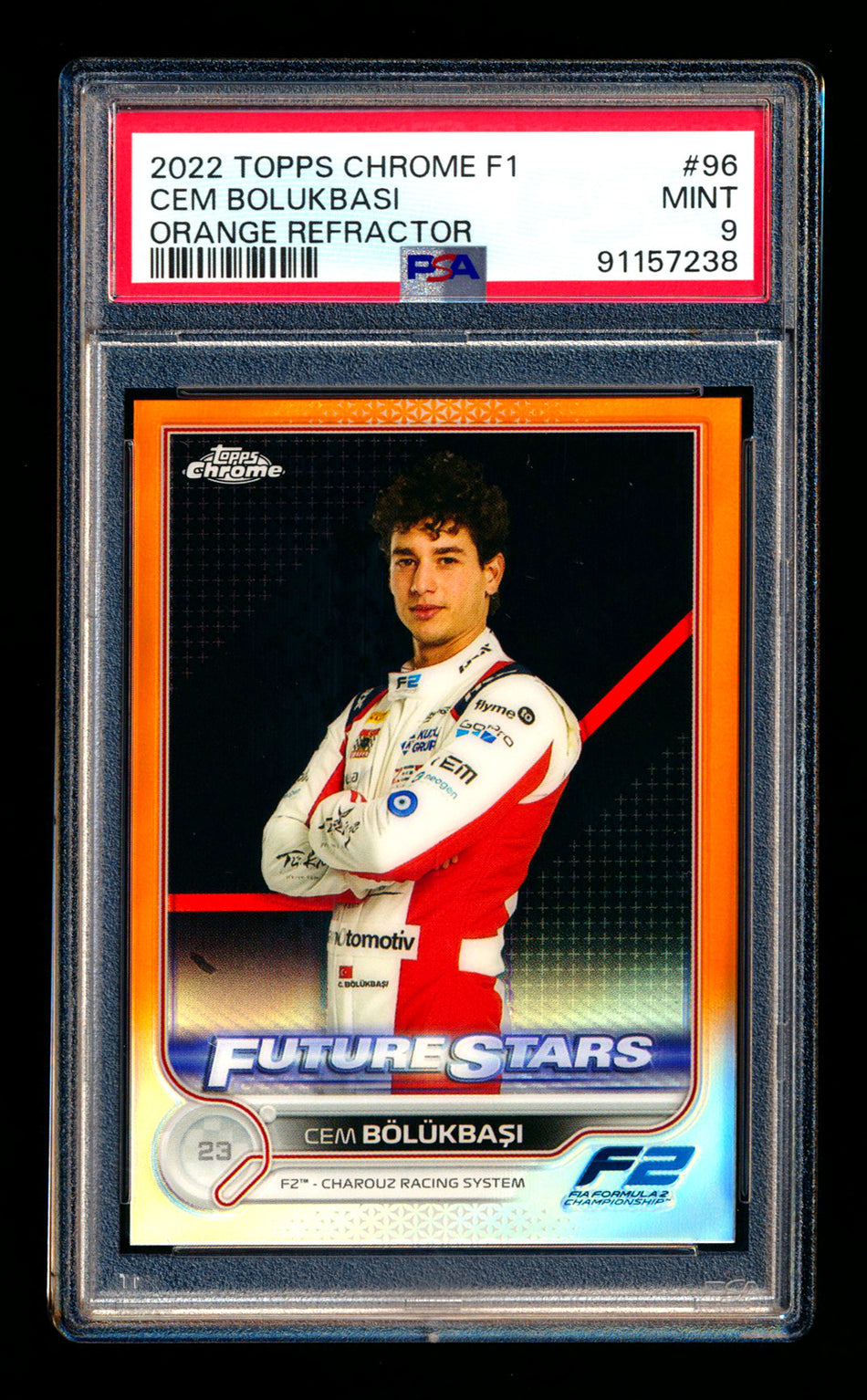 2022 Topps Chrome F1 #96 Cem Bolukbasi RC Orange Refractor #22/25 PSA 9