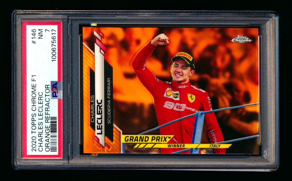 2020 Topps Chrome F1 #146 Charles Leclerc RC Orange Refractor #22/25 PSA 7