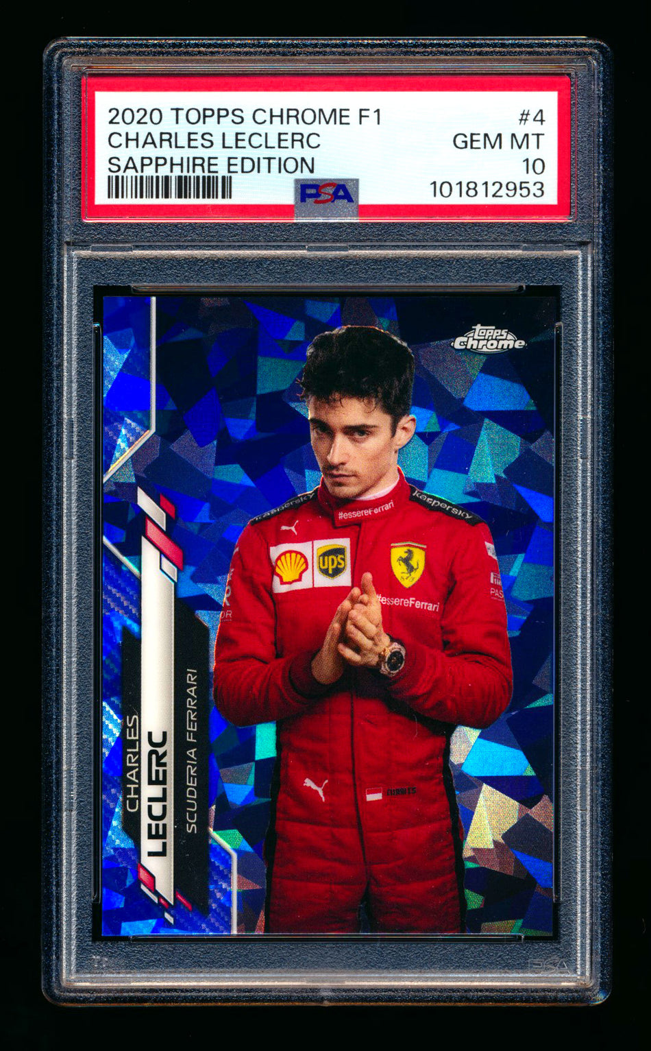 2020 Topps Chrome Sapphire F1 #4 Charles Leclerc RC Refractor Portrait PSA 10 ** (SOLD Fanatics Fest - $118.00 - 6/20/2025) **