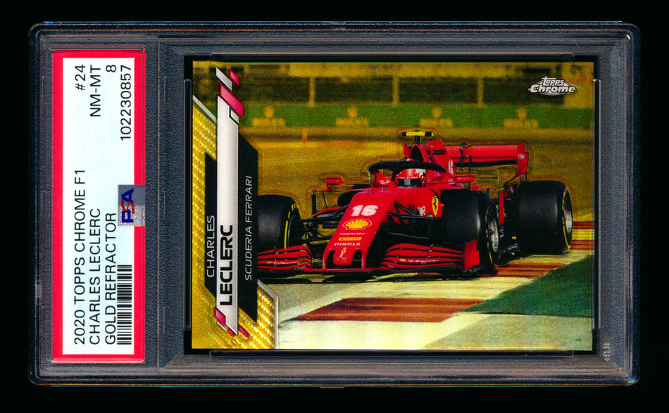 2020 Topps Chrome F1 #24 Charles Leclerc RC Gold Refractor #35/50 PSA 8