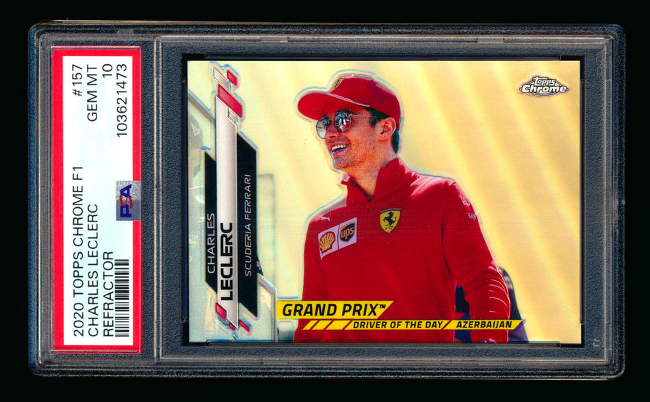 2020 Topps Chrome F1 #157 Charles Leclerc RC Refractor PSA 10