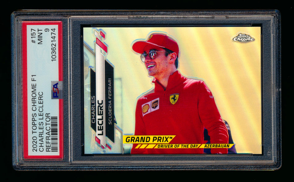 2020 Topps Chrome F1 #157 Charles Leclerc RC Refractor PSA 9