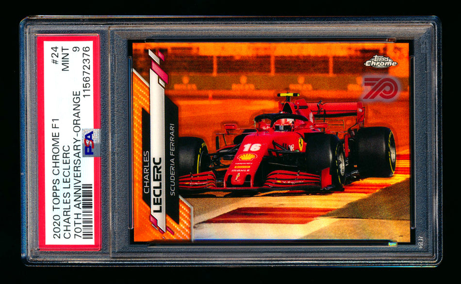 2020 Topps Chrome F1 #24 Charles Leclerc RC 70th Anniversary Orange Refractor PSA 9  ** (SOLD eBay - $85.00 - 2/17/2026) **