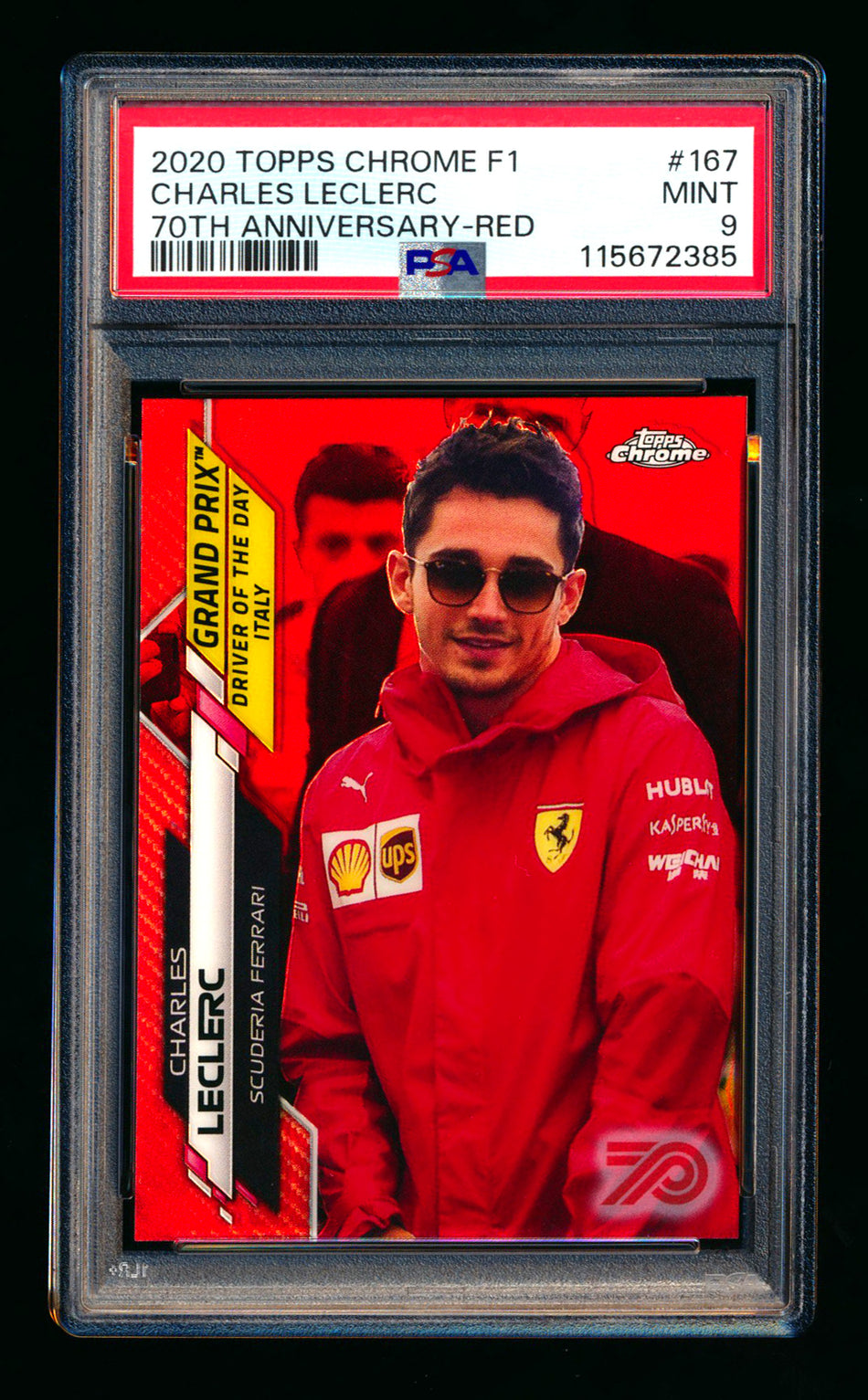 2020 Topps Chrome F1 #167 Charles Leclerc RC 70th Anniversary Red Refractor PSA 9
