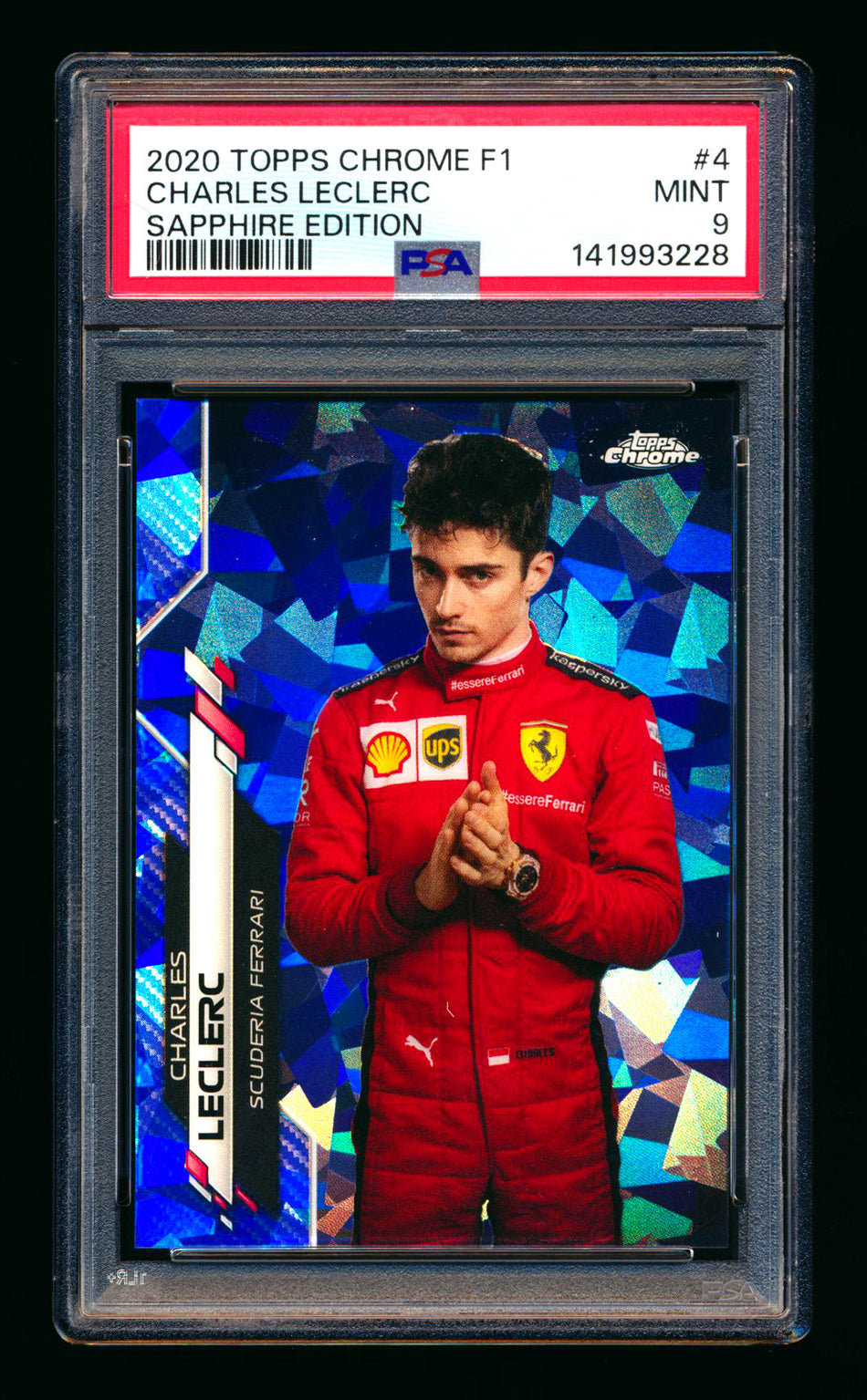 2020 Topps Chrome Sapphire F1 #4 Charles Leclerc RC Refractor Portrait PSA 9