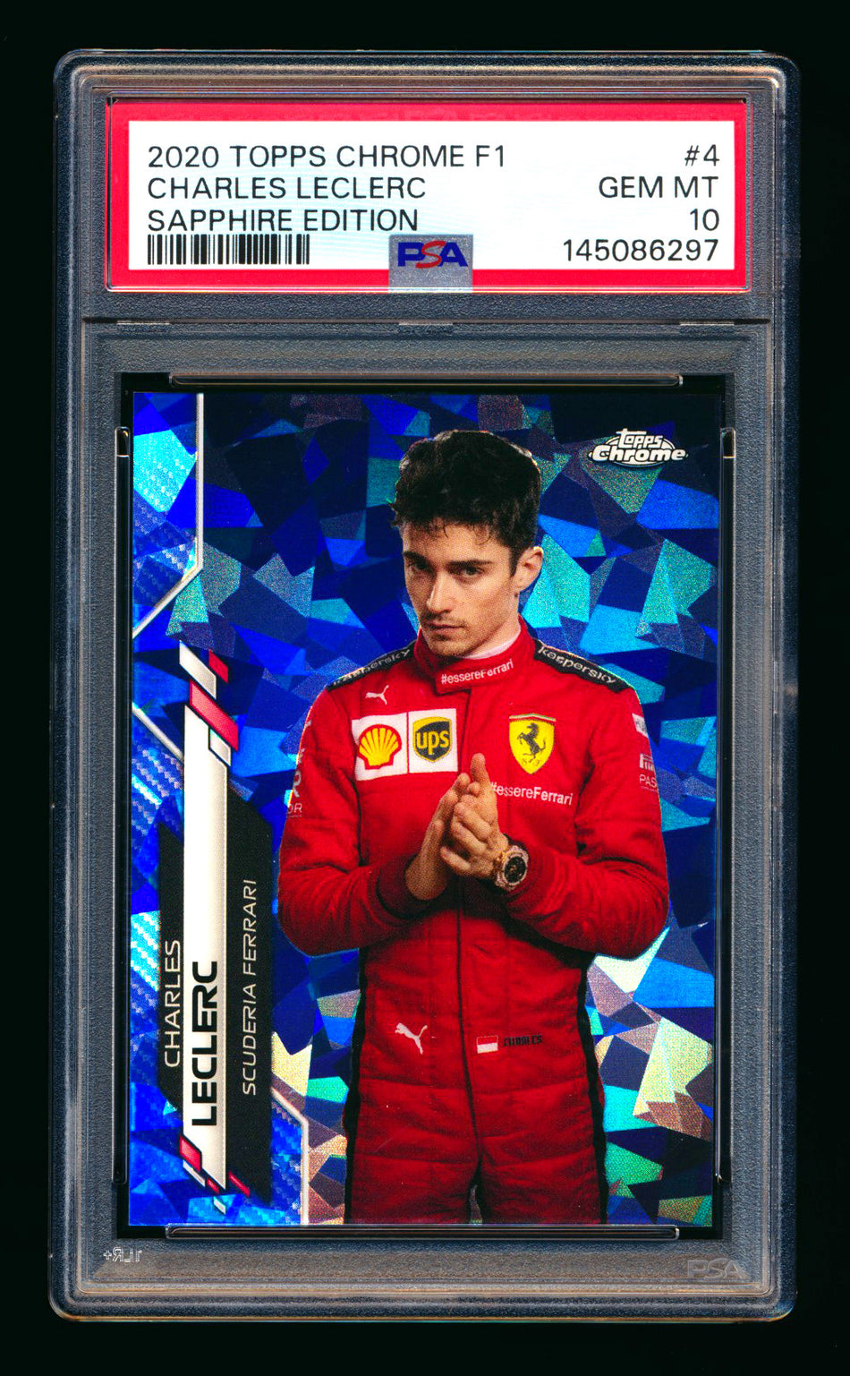 2020 Topps Chrome Sapphire F1 #4 Charles Leclerc RC Refractor Portrait PSA 10