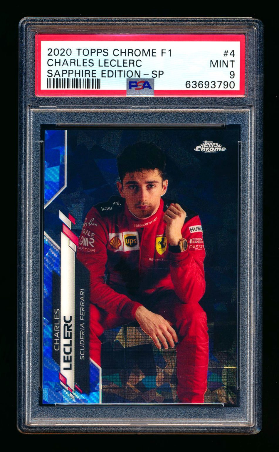 2020 Topps Chrome Sapphire F1 #4 Charles Leclerc RC Refractor Image Variation SP PSA 9 ** (SOLD eBay - $90.00 - 3/17/2025) **