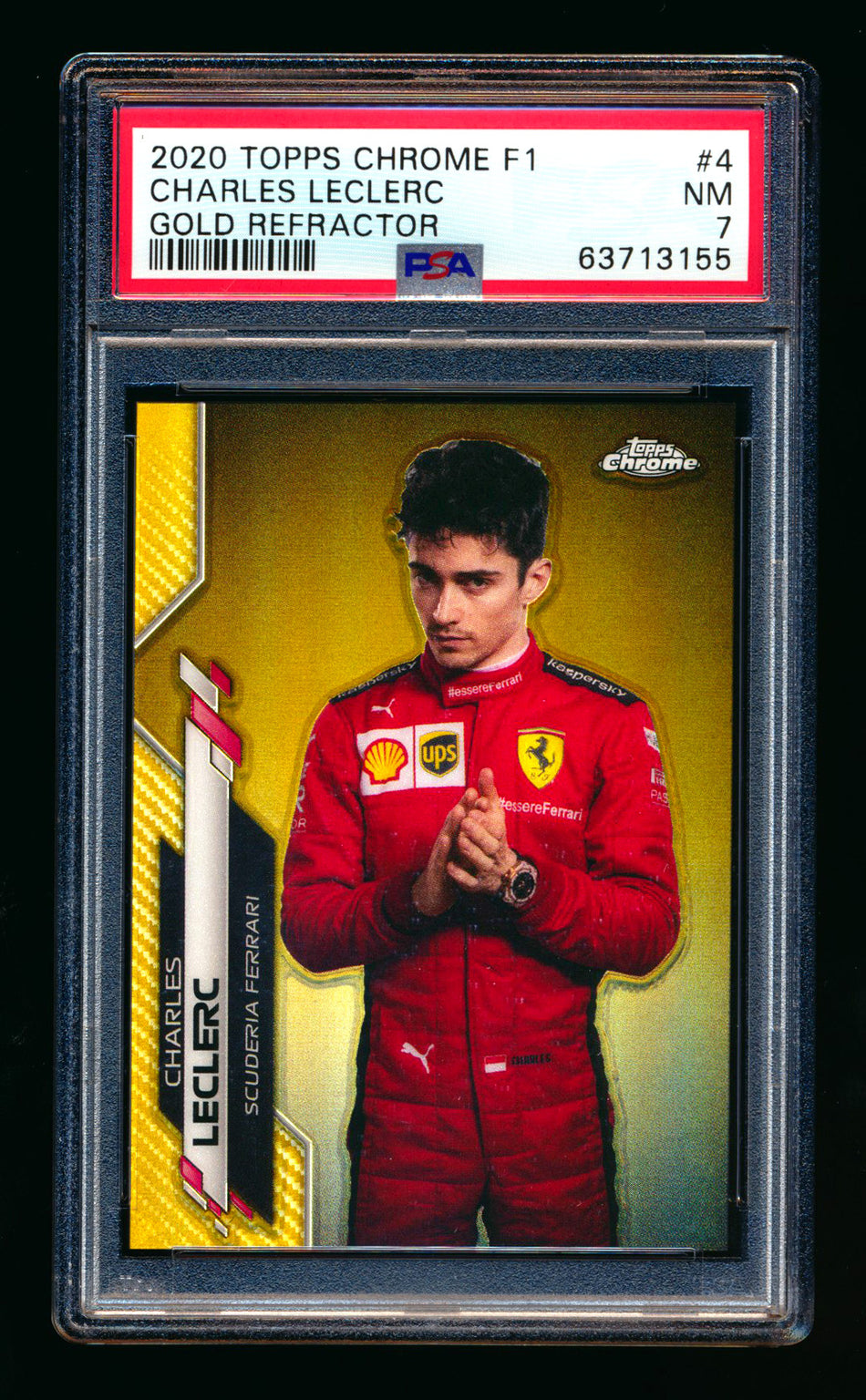 2020 Topps Chrome F1 #4 Charles Leclerc RC Gold Refractor Portrait #09/50 PSA 7