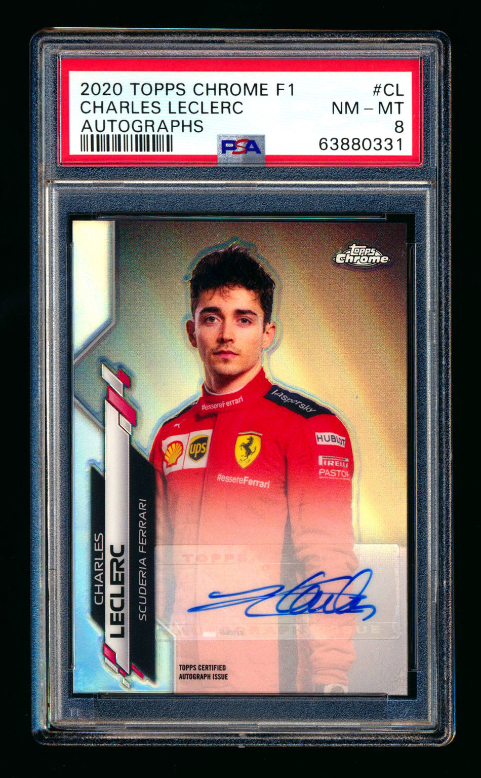 2020 Topps Chrome F1 #F1A-CL Charles Leclerc RC Refractor Autograph #40/52 PSA 8