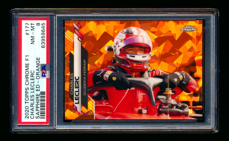 2020 Topps Chrome Sapphire F1 #177 Charles Leclerc RC Orange Refractor #24/25 PSA 8 ** (SOLD eBay - $179.00 - 2/28/2025) **